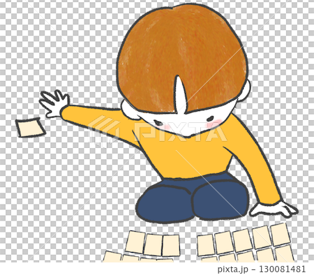 カルタの札を取った男の子 カルタの札を取った男の子 130081481