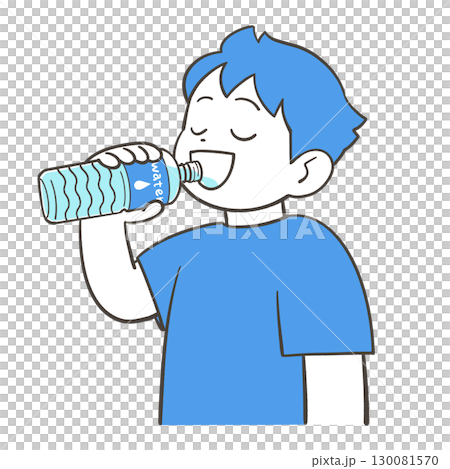 ペットボトルの水を飲む男の子 ペットボトルの水を飲む男の子 130081570