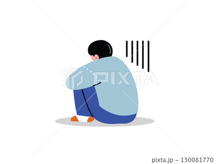 体育座りで落ち込む男性 130081770