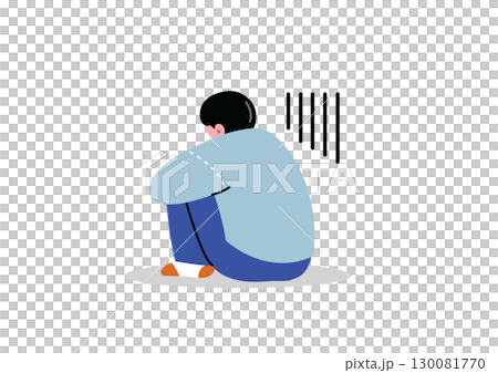 体育座りで落ち込む男性 130081770