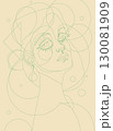 Abstract one-line art portrait of a woman's face with geometric shapes. A modern, minimalist, and elegant continuous line drawing vector illustration. 130081909