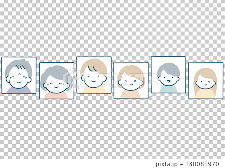 ID photo style person face illustration set (playful face) 130081970