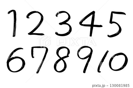 かわいい手書き風数字セット 130081985