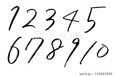 細めのシンプルな数字セット 130081989