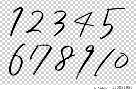 細めのシンプルな数字セット 130081989