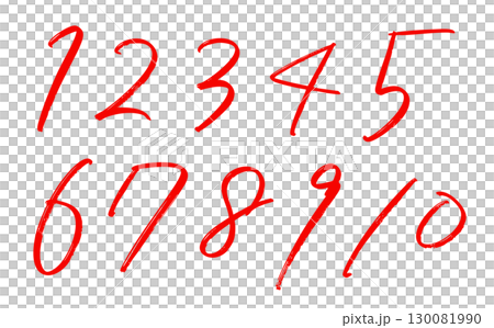 纖細、簡單的數位集，紅色 130081990