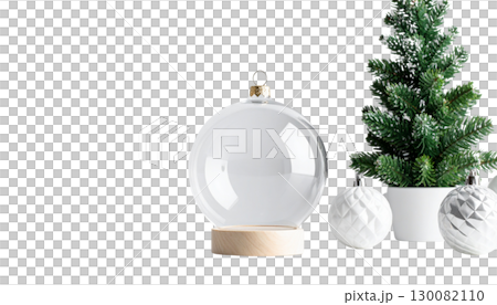 Isolated shiny silver christmas ball on white background Isolated shiny silver christmas ball on white background 130082110