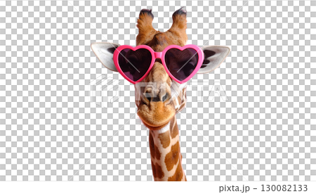 Cute and funny brown giraffe with separated neck on white background. 130082133