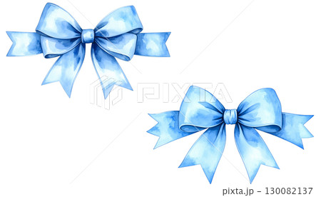 Bright blue bow isolated on white background. 130082137