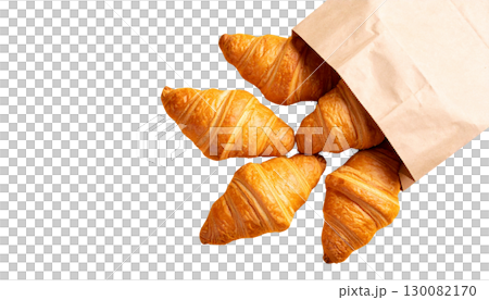 Freshly baked golden croissant pastries, isolated on white background. Freshly baked golden croissant pastries, isolated on white background. 130082170