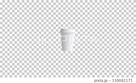 White hot coffee or tea cup with saucer. Glass with breakfast drink isolated on white background. 130082171