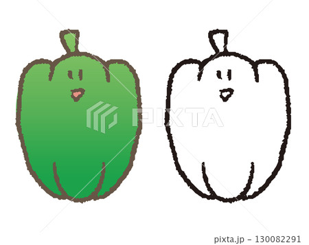 手描きのかわいいピーマン 130082291