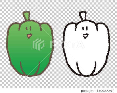 手描きのかわいいピーマン 130082291