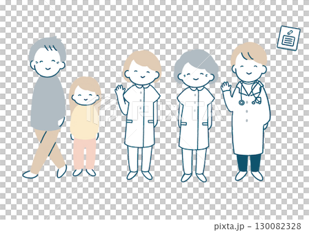 Patient, nurse and doctor illustration set 130082328
