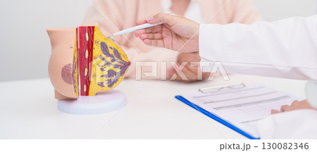 Elderly woman Patient consultation with doctor for Breast Augmentation Surgery, October Breast Cancer Awareness month, implant, Diagnosis, Beauty woman enlargement and medical healthcare concept Elderly woman Patient consultation with doctor for Breast Augmentation Surgery, October Breast Cancer Awareness month, implant, Diagnosis, Beauty woman enlargement and medical healthcare concept 130082346