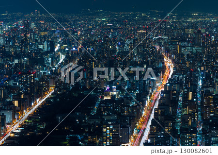大阪夜景　あべのハルカス　ハルカス300からの眺望 130082601