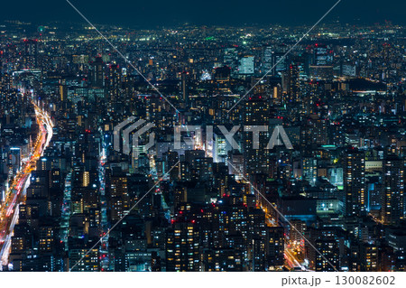 大阪夜景　あべのハルカス　ハルカス300からの眺望 130082602