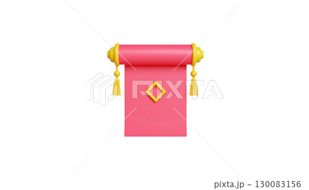 Red scroll on white background 130083156