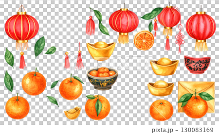 Fresh fruits and vegetables collection icon set including apple, orange, banana and strawberry isolated on white background. 130083169