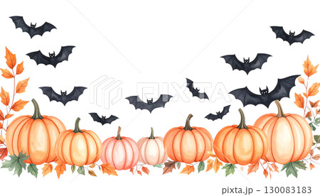 Spooky Halloween background with scary bats isolated on white background. Spooky Halloween background with scary bats isolated on white background. 130083183