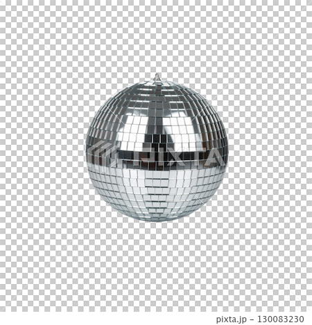 Disco ball reflecting retro lights isolated on white background 130083230