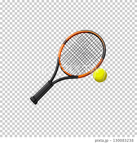 Tennis racket with ball isolated on white background Tennis racket with ball isolated on white background 130083238