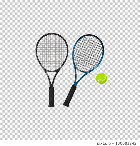 Tennis racket with ball isolated on white background 130083242