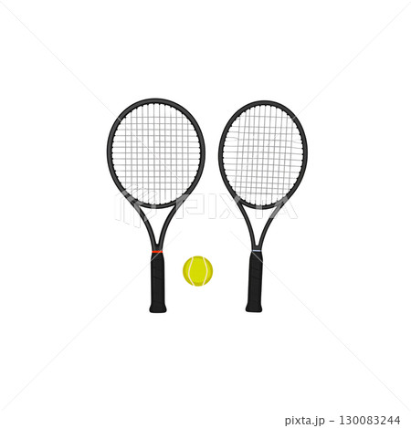 Tennis racket with ball isolated on white background 130083244