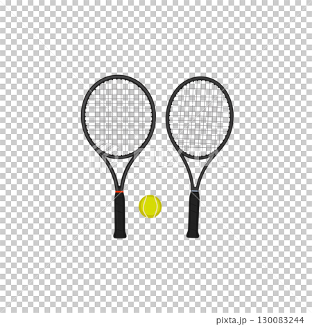 Tennis racket with ball isolated on white background 130083244