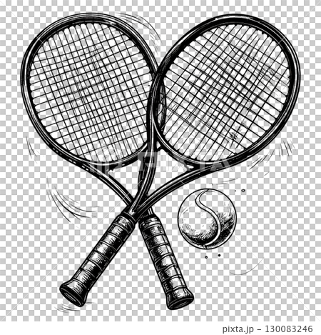 Tennis racket with ball isolated on white background 130083246
