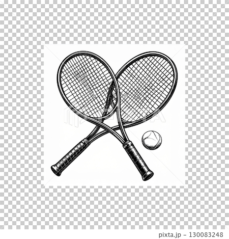 Tennis racket with ball isolated on white background 130083248