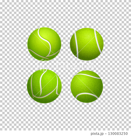 Yellow green tennis ball for sports competition on white background 130083250