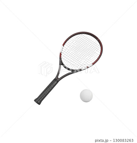 Tennis racket with ball isolated on white background Tennis racket with ball isolated on white background 130083263