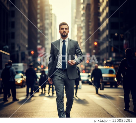 ビジネスマンの通勤風景 130083293