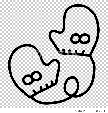 手描き線画の可愛い手袋のイラスト 130083361
