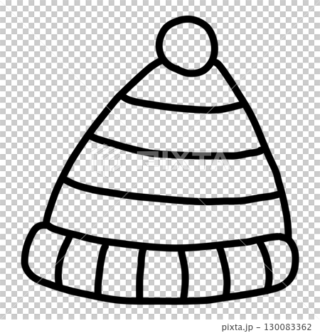 Hand-drawn line drawing of a cute winter hat Hand-drawn line drawing of a cute winter hat 130083362