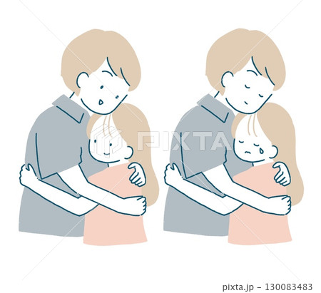 女の子を抱きしめるお父さん 130083483