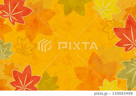秋の紅葉の和風背景イメージ、和柄背景 130083499