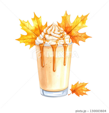 Cold glass of milk, creamy cola or sweet chocolate milkshake isolated on white background. 130083604