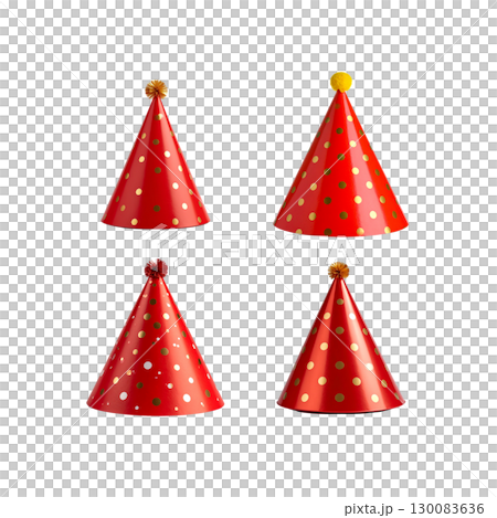 Christmas decorations and red hat on white background Christmas decorations and red hat on white background 130083636