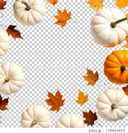 Bright orange pumpkin reminiscent of the autumn harvest, isolated on a white background. 130083654