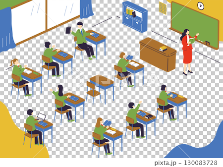 Students studying in classroom Students studying in classroom 130083728