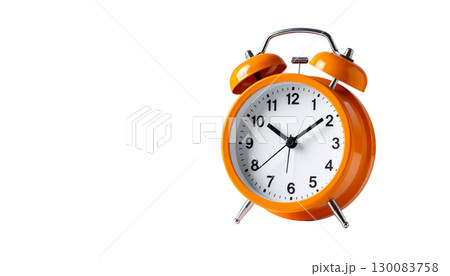 Classic red alarm clock isolated on white background 130083758