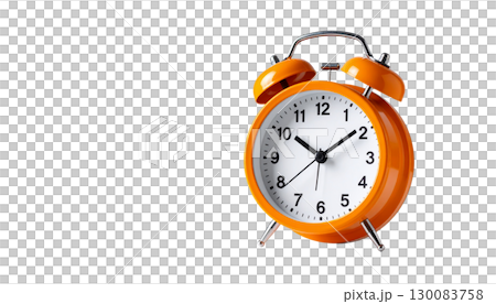 Classic red alarm clock isolated on white background 130083758