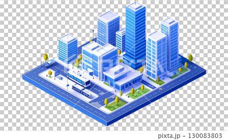 City skyline with towering skyscrapers and modern architecture isolated on white background. City skyline with towering skyscrapers and modern architecture isolated on white background. 130083803