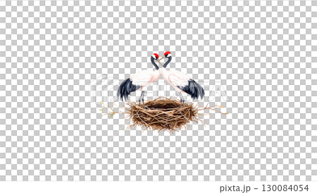 Colorful exotic bird nest isolated on white background. 130084054