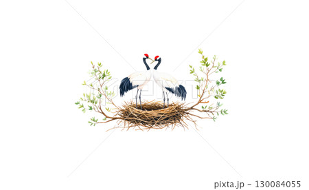 Colorful exotic bird nest isolated on white background. 130084055
