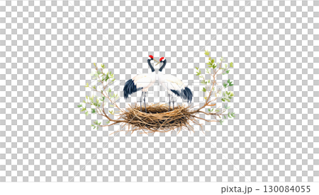 Colorful exotic bird nest isolated on white background. 130084055