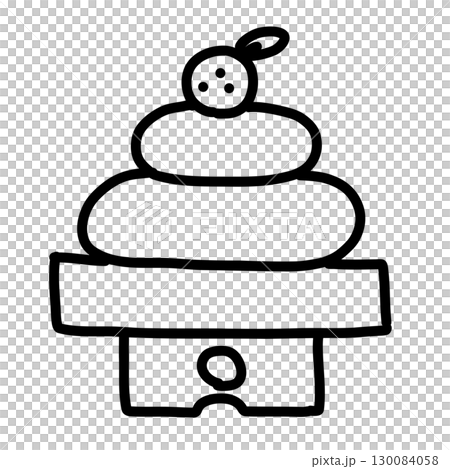 手描き線画のシンプルで可愛い鏡餅のイラスト 手描き線画のシンプルで可愛い鏡餅のイラスト 130084058