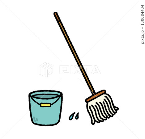 モップ バケツ 掃除用具 手描き シンプル イラスト 素材 モップ バケツ 掃除用具 手描き シンプル イラスト 素材 130084434